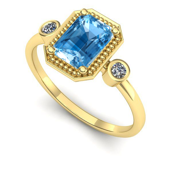 Inel din aur galben cu topaz blue