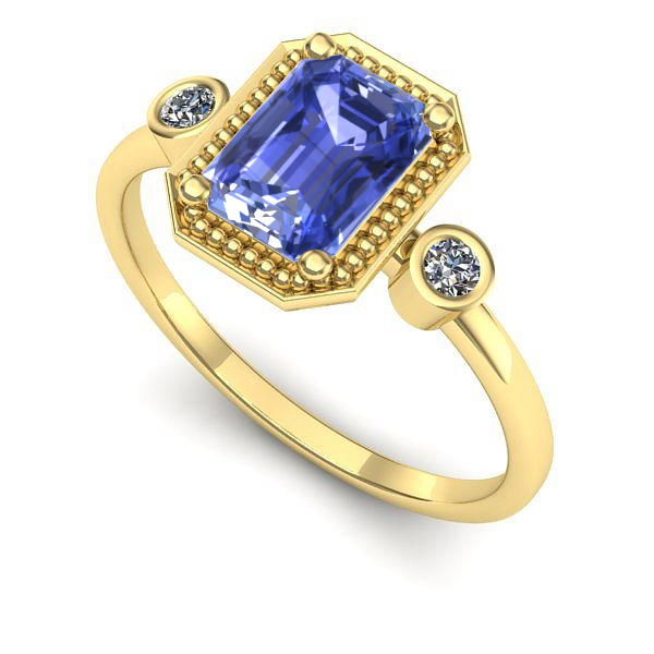 Inel de logodna din aur galben cu tanzanit