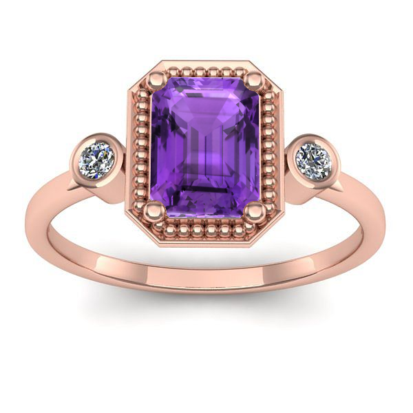Inel de logodna cu ametist dreptunghiular