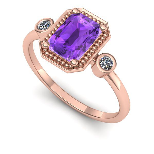 Inel din aur roz cu ametist