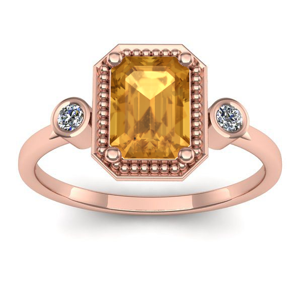Inel logodna cu citrin dreptunghiular