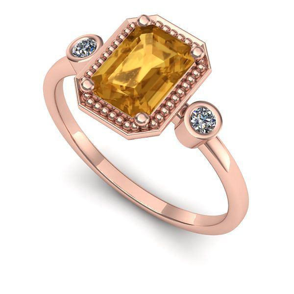 Inel de logodna din aur roz cu citrin