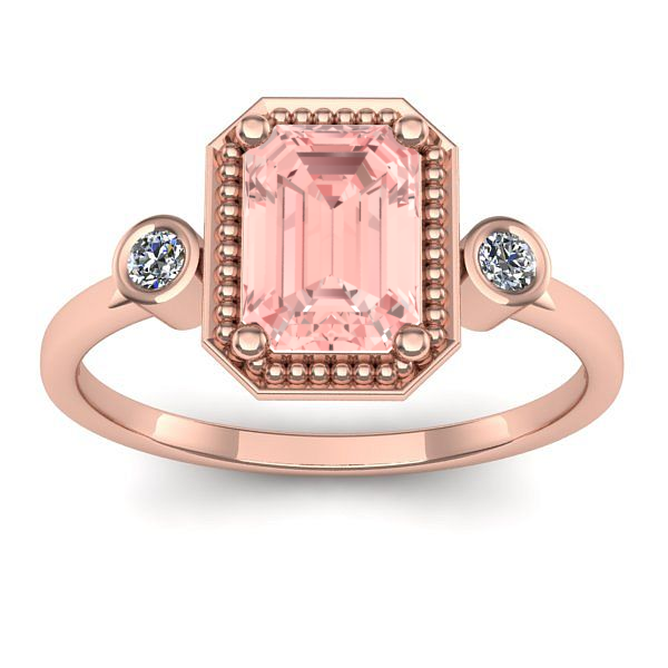 Inel de logodna cu diamant de laborator roz dreptunghiular