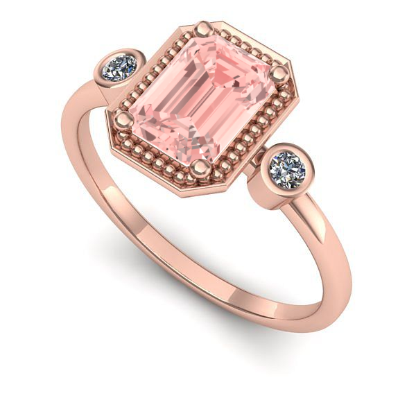 Inel logodna din aur roz cu diamant de laborator roz