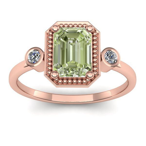 Inel cu diamant de laborator verde dreptunghiular