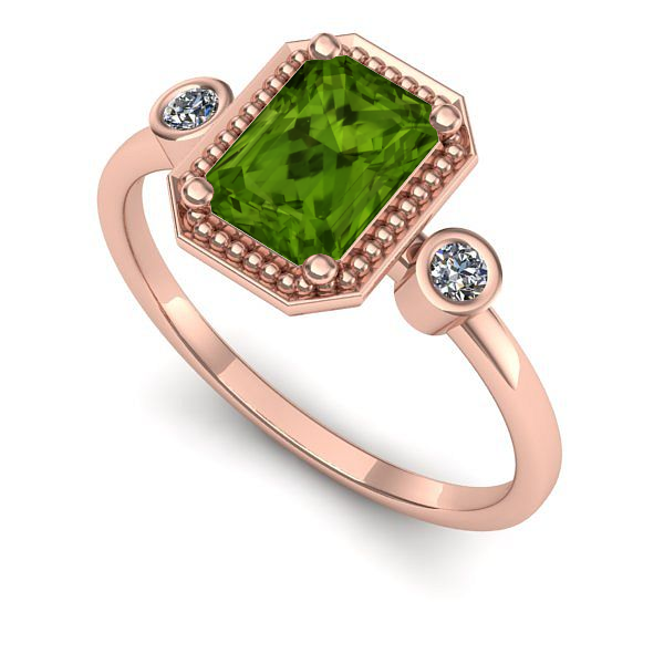 Inel din aur roz cu peridot