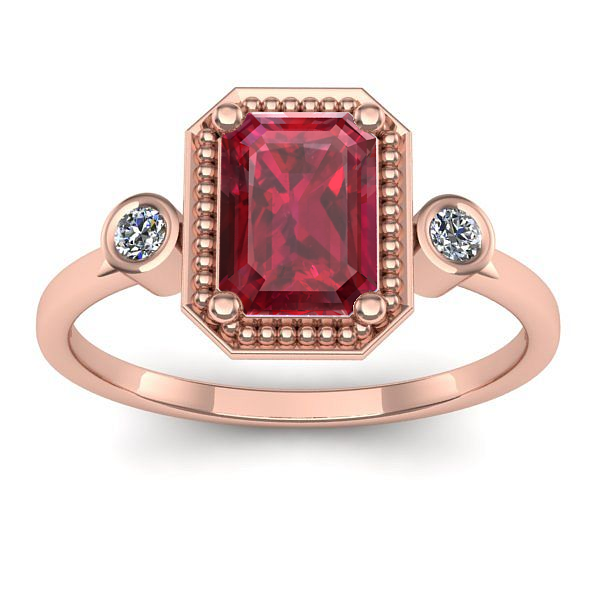 Inel cu rubin dreptunghiular