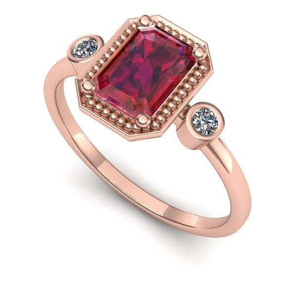 Inel logodna din aur roz cu rubin