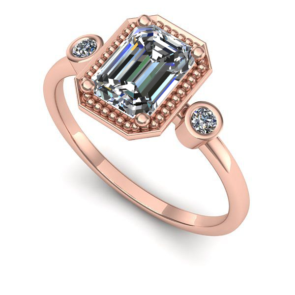 Inel logodna din aur roz cu diamant de laborator