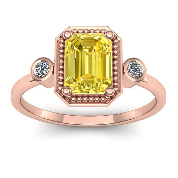 Inel cu safir galben dreptunghiular