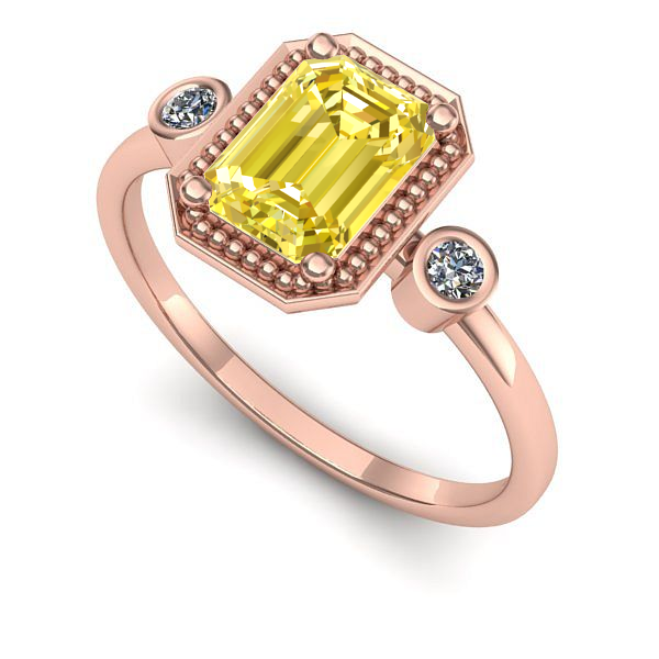 Inel logodna din aur roz cu safir galben