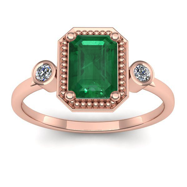 Inel cu smarald dreptunghiular