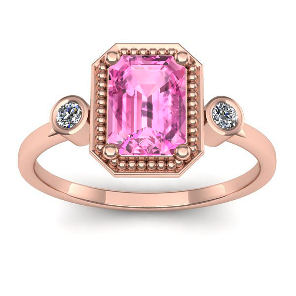 Inel cu safir roz dreptunghiular
