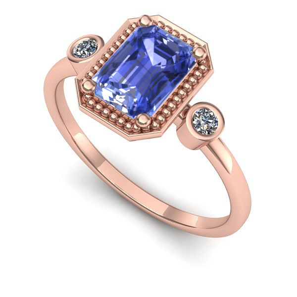 Inel de logodna din aur roz cu tanzanit