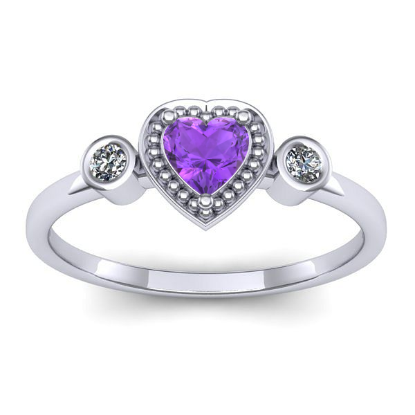 Inel logodna cu ametist inima