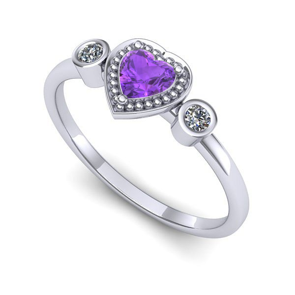 Inel de logodna din aur alb cu ametist