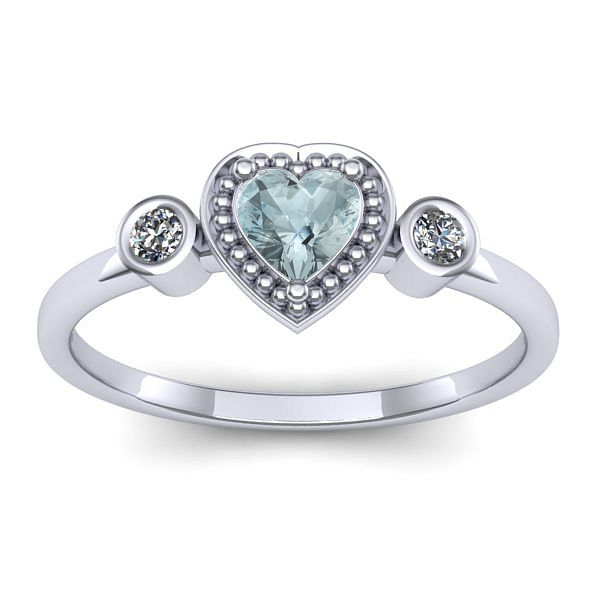 Inel de logodna cu aquamarin inima