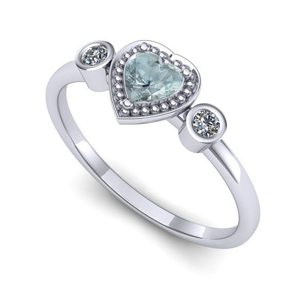 Inel logodna din aur alb cu aquamarin