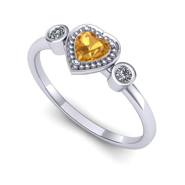 Inel de logodna din aur alb cu citrin