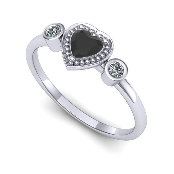 Inel logodna din aur alb cu diamant negru