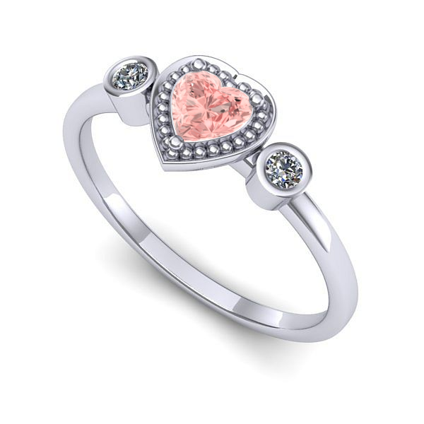 Inel logodna din aur alb cu diamant de laborator roz