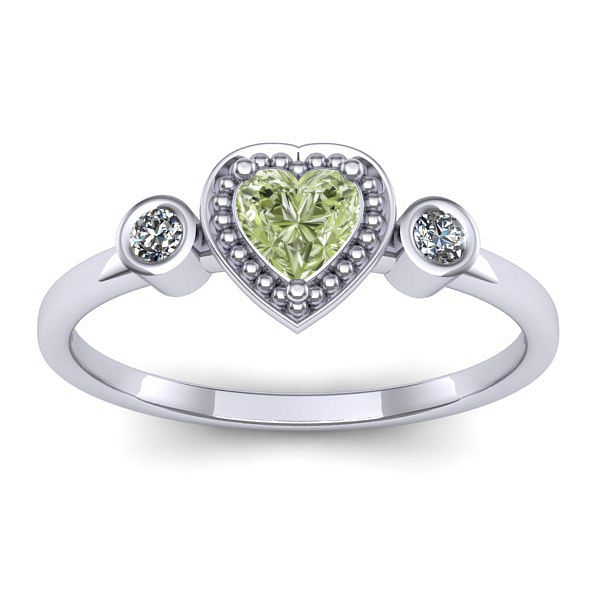 Inel logodna cu diamant de laborator verde inima
