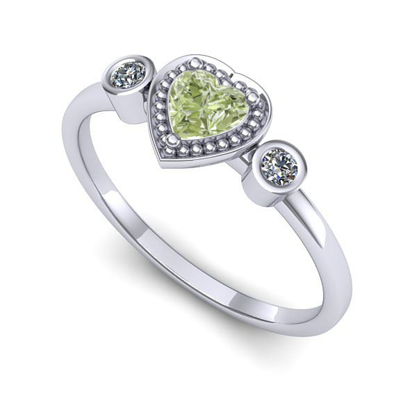 Inel de logodna din aur alb cu diamant de laborator verde