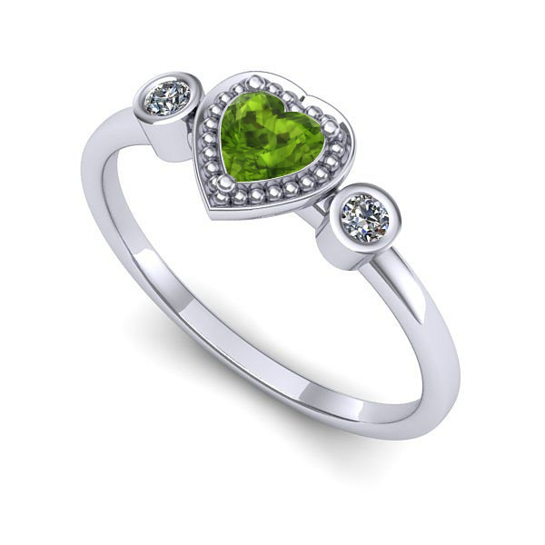 Inel din aur alb cu peridot