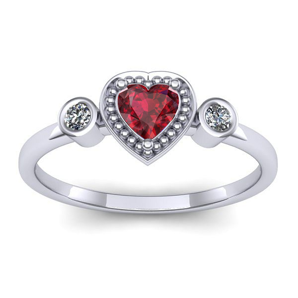 Inel logodna cu rubin inima