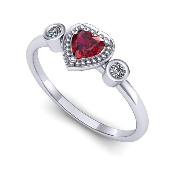 Inel de logodna din aur alb cu rubin