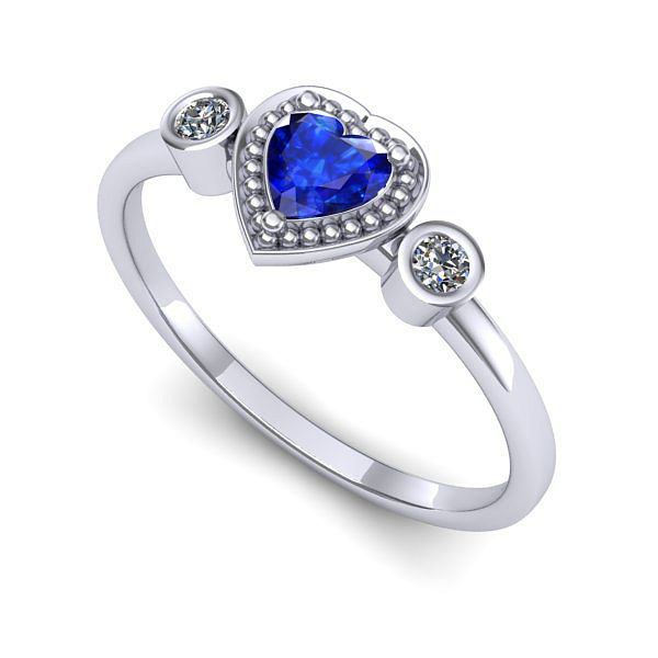 Inel logodna din aur alb cu safir