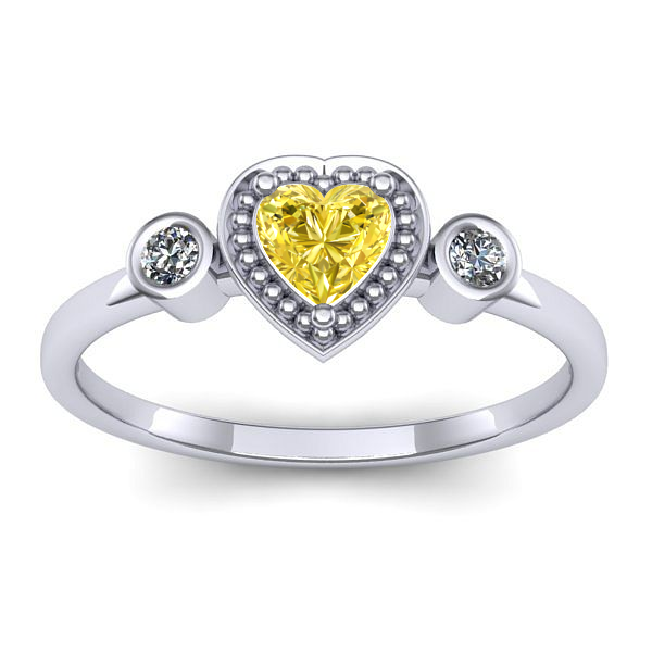 Inel logodna cu safir galben inima