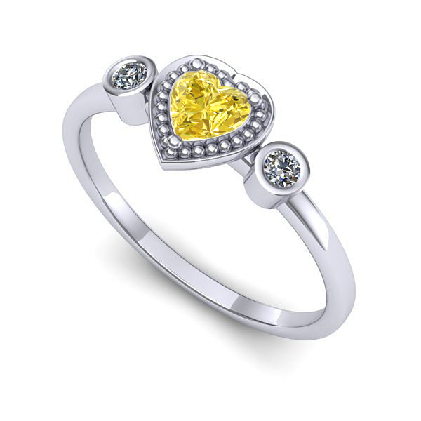 Inel din aur alb cu safir galben