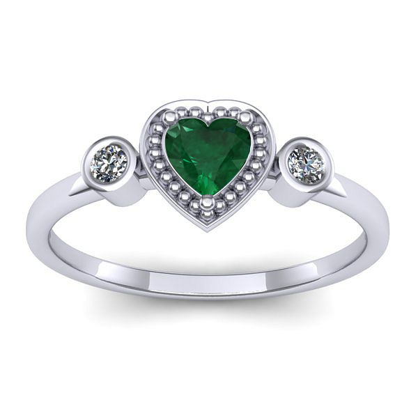 Inel logodna cu smarald inima
