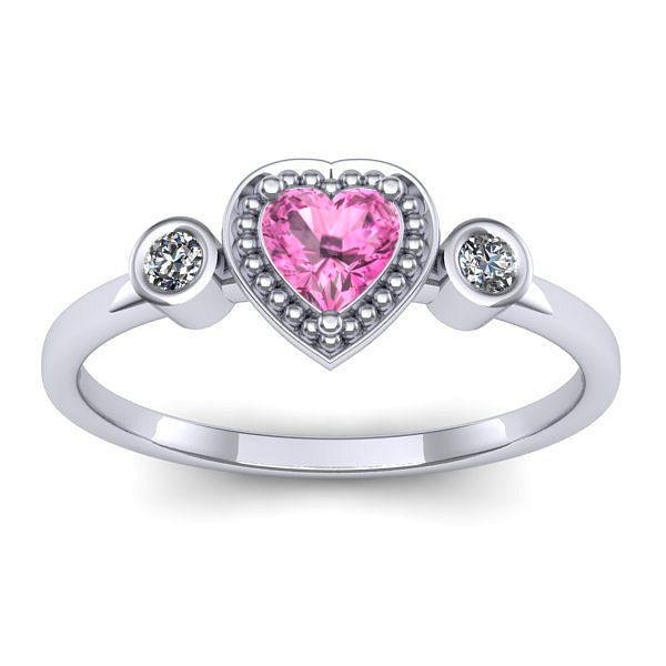 Inel cu safir roz inima