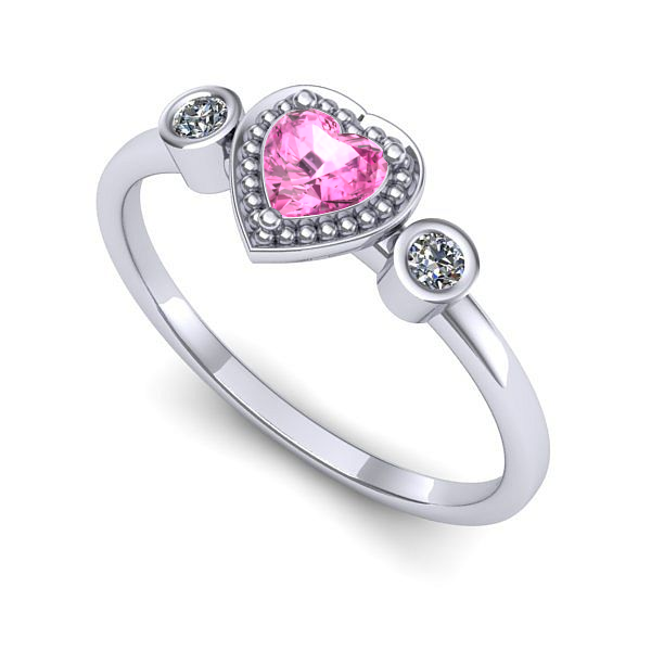 Inel logodna din aur alb cu safir roz