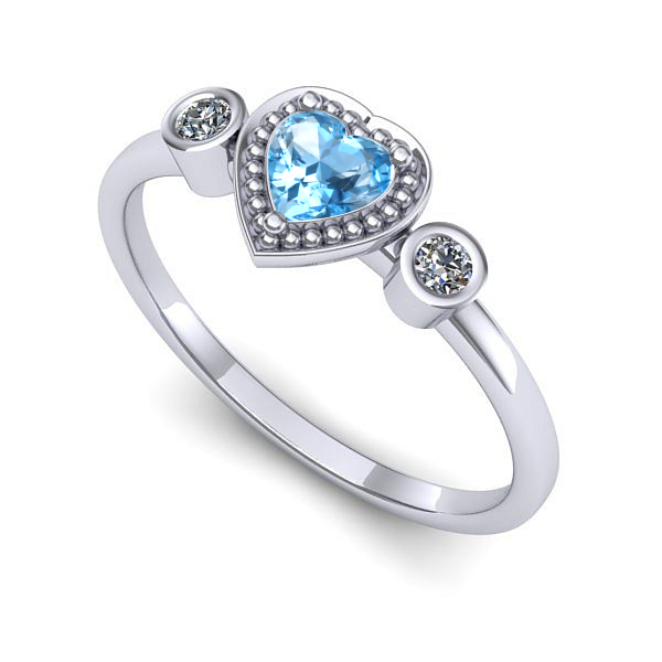 Inel de logodna din aur alb cu topaz blue