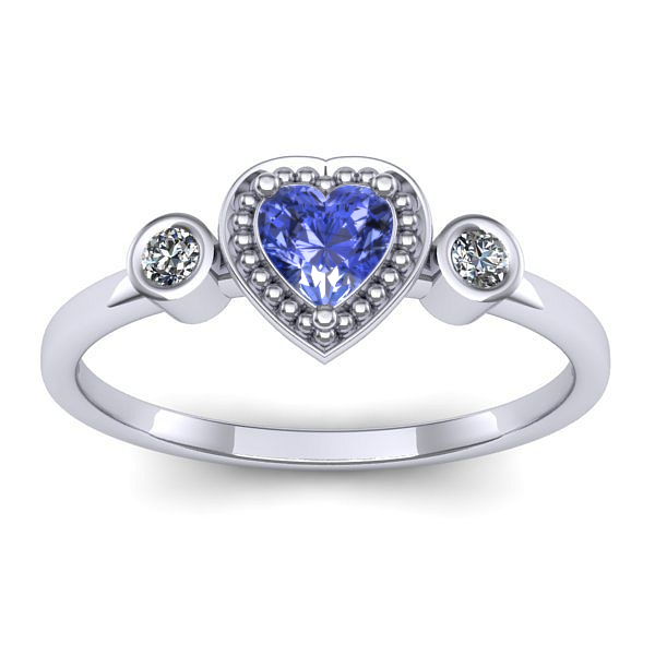 Inel logodna cu tanzanit inima