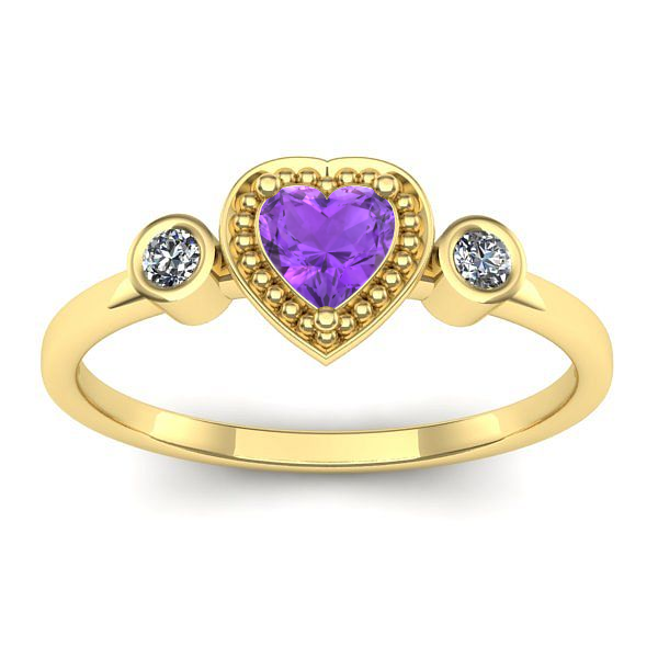 Inel de logodna cu ametist inima