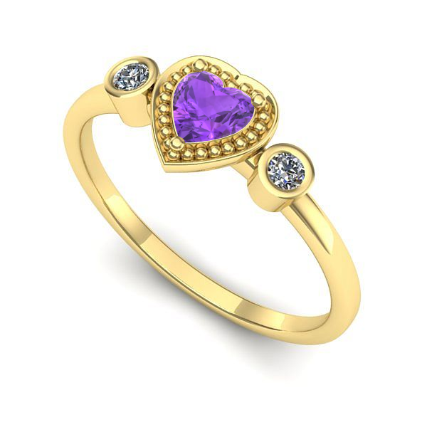 Inel logodna din aur galben cu ametist