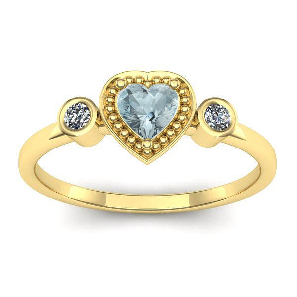 Inel logodna cu aquamarin inima