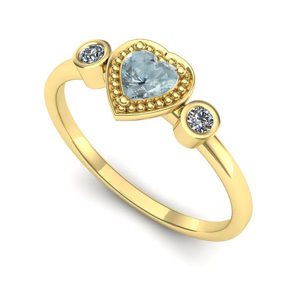 Inel de logodna din aur galben cu aquamarin