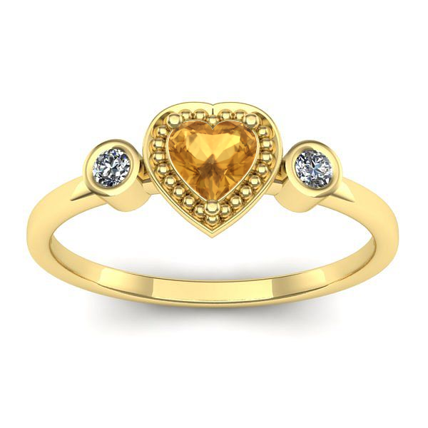 Inel cu citrin inima