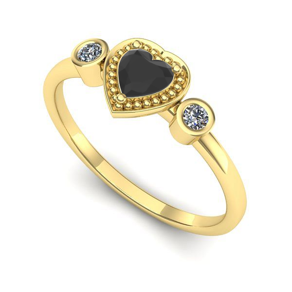 Inel de logodna din aur galben cu diamant negru