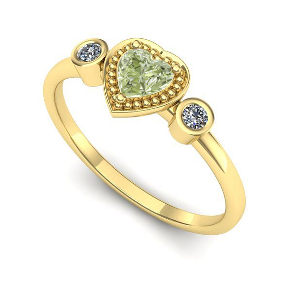 Inel logodna din aur galben cu diamant de laborator verde