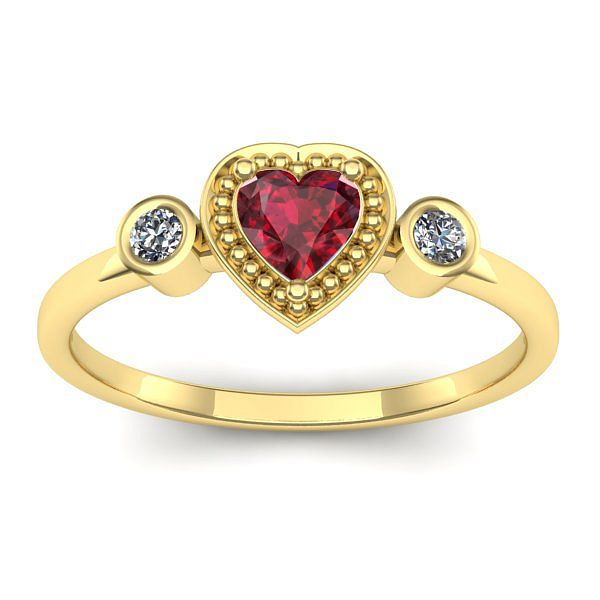 Inel de logodna cu rubin inima