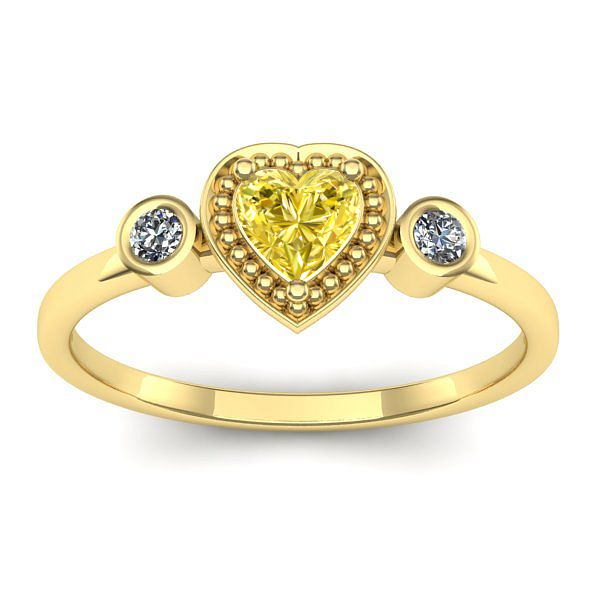 Inel de logodna cu safir galben inima
