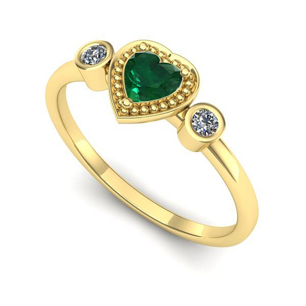 Inel de logodna din aur galben cu smarald