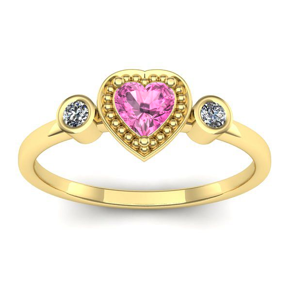 Inel logodna cu safir roz inima