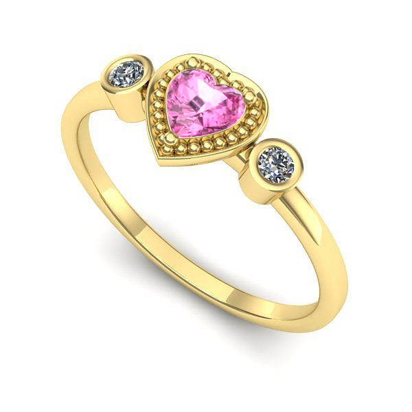 Inel de logodna din aur galben cu safir roz
